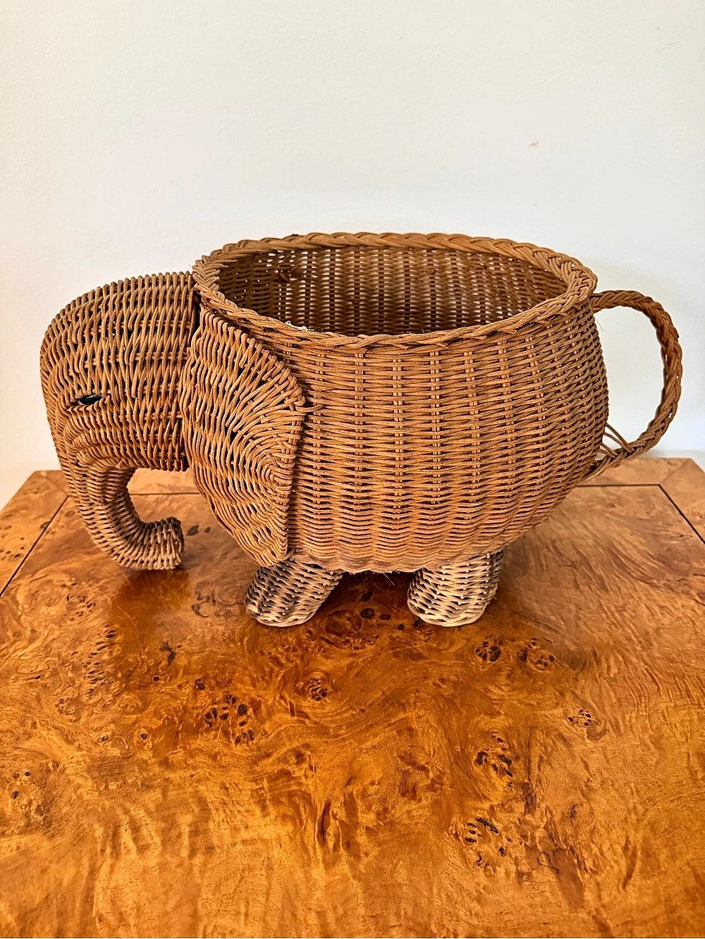 Vintage Woven Elephant Basket in Brown
